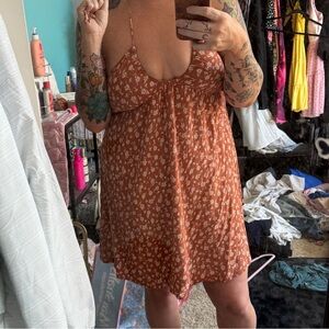 Billabong Rust Mini Dress with White Floral Print
